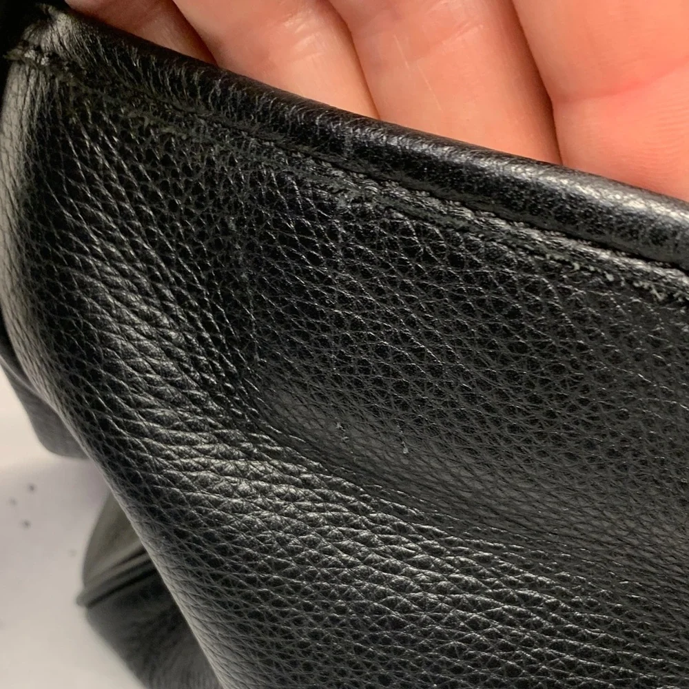 Tommy Hilfiger Black Soft Leather Satchel with Gold Logo and Hardware